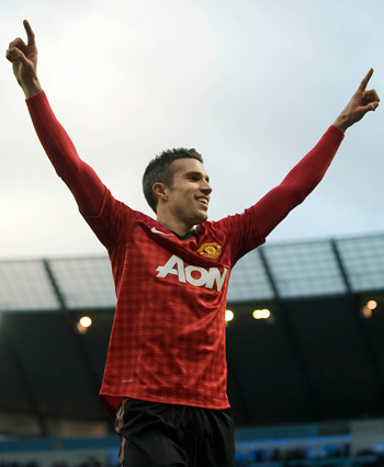 Robin-van-Persie-Man-United-2 Manchester United striker Robin van Persie celebrates